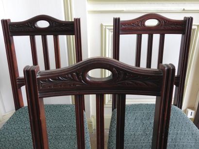 Suite of six mahogany chairs with openwork...