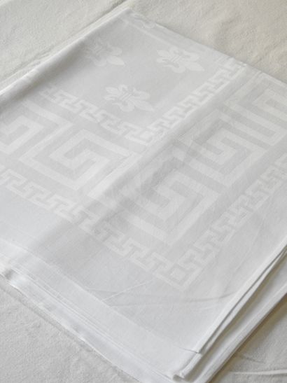 Two tablecloths - one damask of Flowers of...