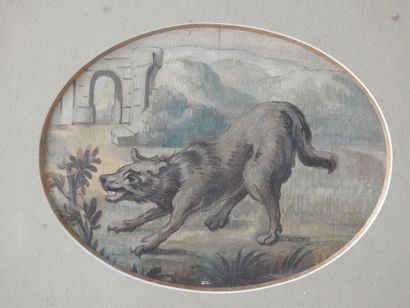 18th century FRENCH SCHOOL: Wolf and Goat....