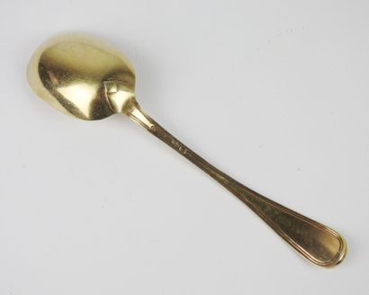 Gilded silver compote spoon, Vieillard hallmark...