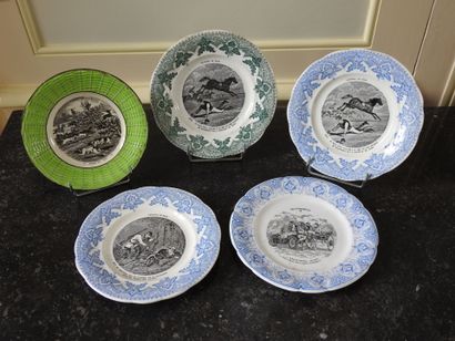 Meeting of five earthenware plates including...