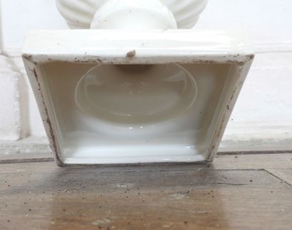 Pair of white earthenware altar vases of...