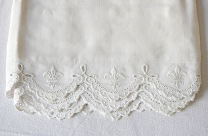 Pair of pillowcases figured E.C. with flowers...