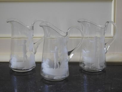 MARY GREGORY : Suite of three white enamelled...