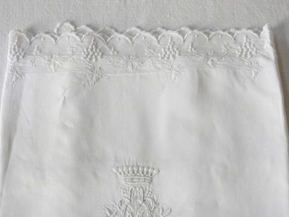 Pillowcase with M.O. under the crown of Count...