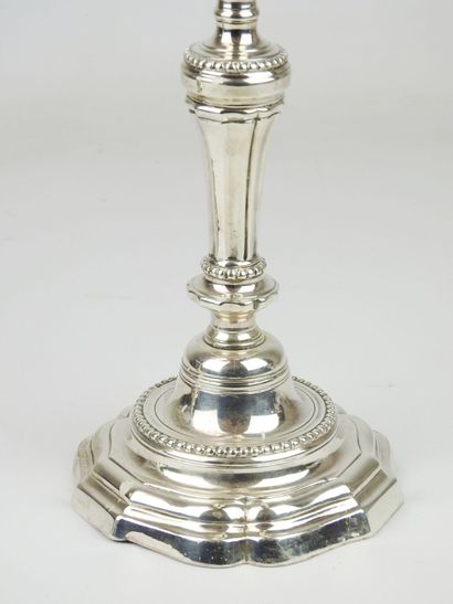 Pair of silver plated bronze candlesticks...