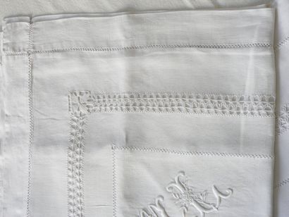 Pair of pillowcases figured M.L. with days...