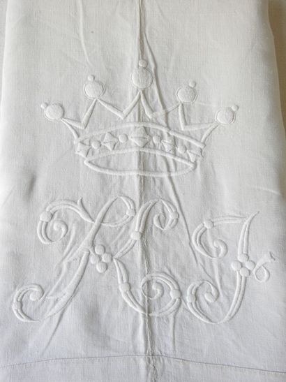 Large Linen sheet with K.J. under the crown...
