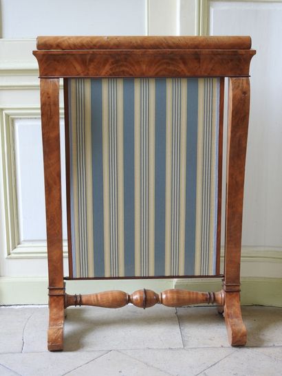 Walnut and burr walnut veneer mantel screen,...