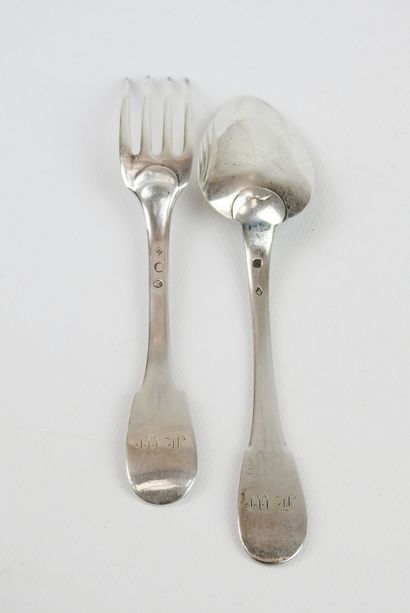 False silver cutlery for entremet, Minerve...