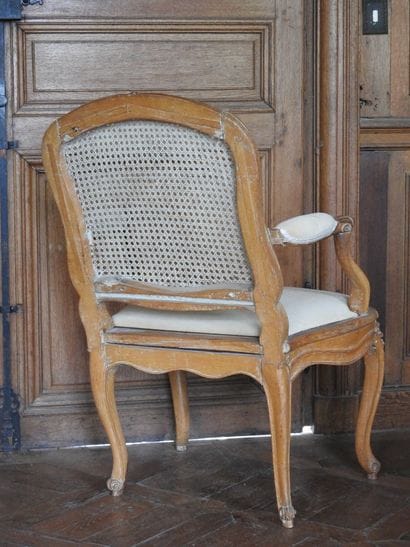 Armchair in molded and carved beech with...