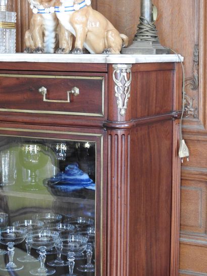 Mahogany and brass fillets showcase in the...