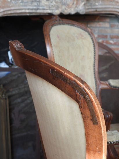 Suite of five armchairs cabriolets in natural...