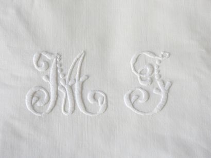 Pair of pillowcases figured M.J. lace 78...