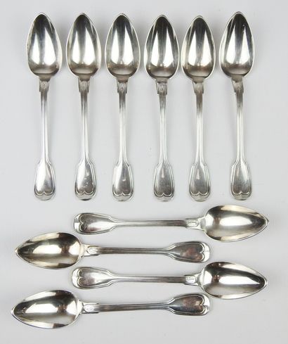 Suite of ten small silver spoons Minerve...