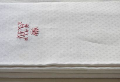 Pair of Damascus tablecloths of checks quantified...