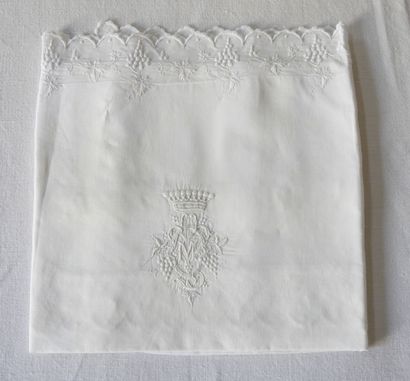 Pillowcase with M.O. under the crown of Count...