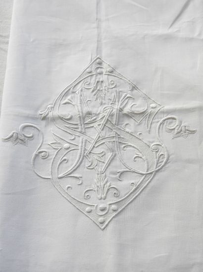 Two large linen sheets, DM 230 x 340 cm and...