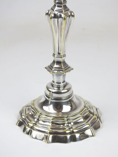 Pair of silver plated bronze candlesticks...