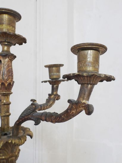 Pair of large bronze candelabras with six...