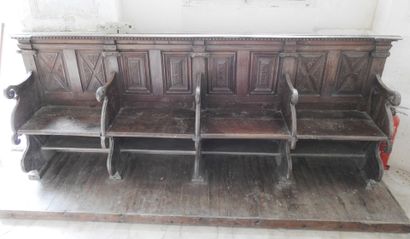 Church stall with four seats in molded and...