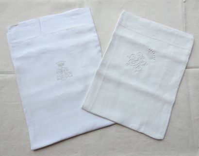 Two pillowcases figured F.R. under the crown...