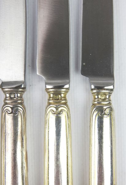 Set of twelve small knives with metal blade...