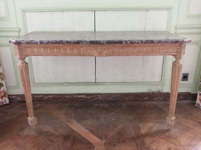 Wall console in carved natural wood resting...