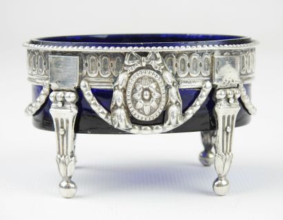 Pair of silver salad bowls of oval shape...