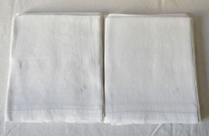 Eight damask napkins of Flowers and borders...
