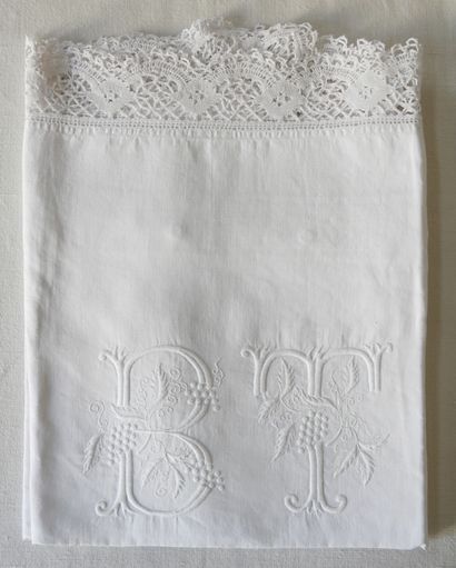 Pair of pillowcases chiffonized B.T. with...
