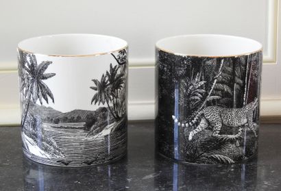 Pair of earthenware planters with a rotating...