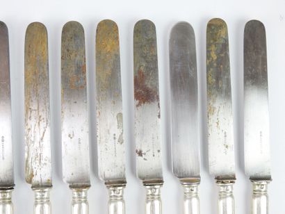 Suite of twelve large knives with steel blade...