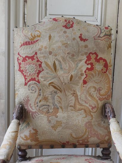 Louis XIV style armchair in carved natural...
