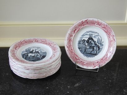 GIEN : Suite of twelve earthenware plates...