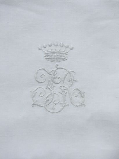 Two pillowcases figured F.R. under the crown...