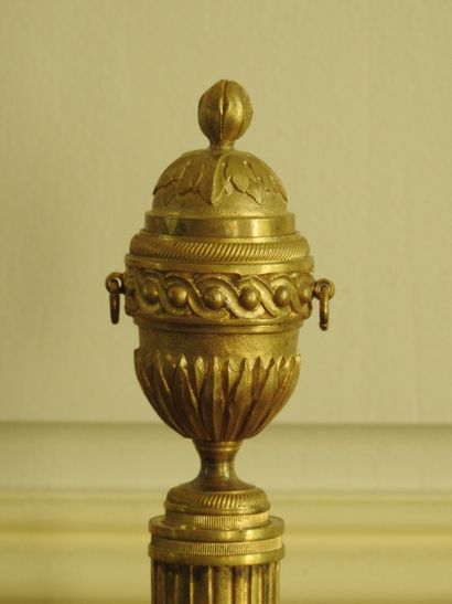 Pair of Louis XVI style gilt bronze cassolettes...