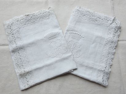 Pair of Taies chiffonized B.E. under crown...