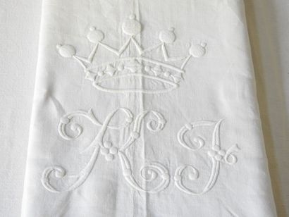 Large Linen Sheet with K.J. under the crown...