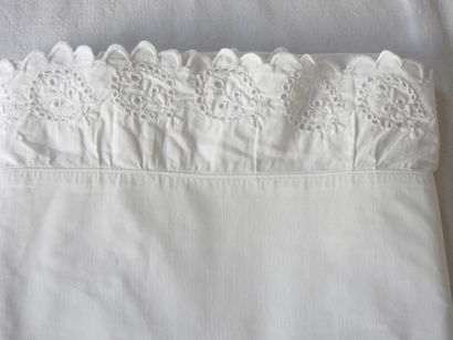 Pair of pillowcases figured M.J. lace 78...