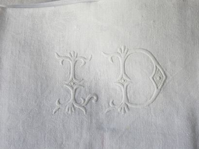 Twelve Large Damask Napkins of Flowers with...