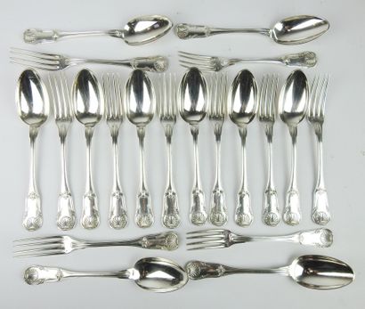 Suite of ten silver cutlery, Paris Minerve...