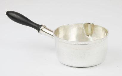 Small pan in Minerva silver. Handle in blackened...