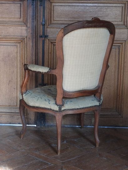 Suite of five armchairs cabriolets in natural...