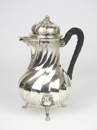 Minerva silver coffee pot with twisted ribs...