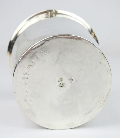 Large straight silver kettledrum 1st cock...