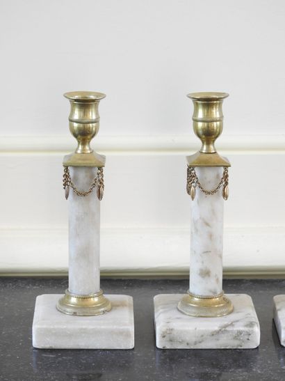 Suite of four candlesticks in the Gustavian...