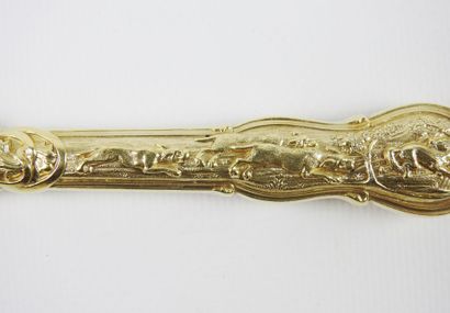 Rare silver gilt dessert set with rich decoration...