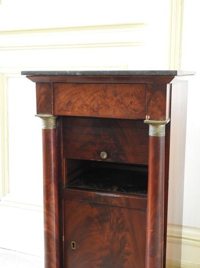Mahogany and mahogany veneer bedside table,...