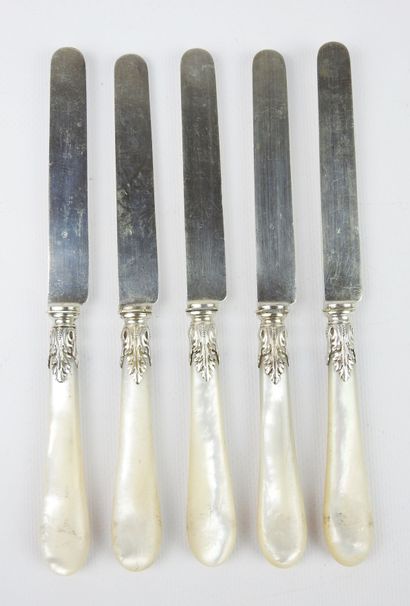 Suite of five knives for entremet silver...